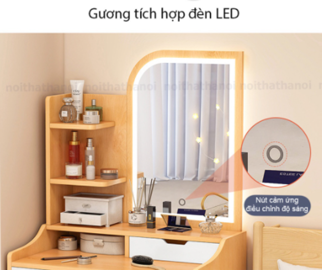 Bàn Trang Điểm Gương Vuông Có Đèn Led 3