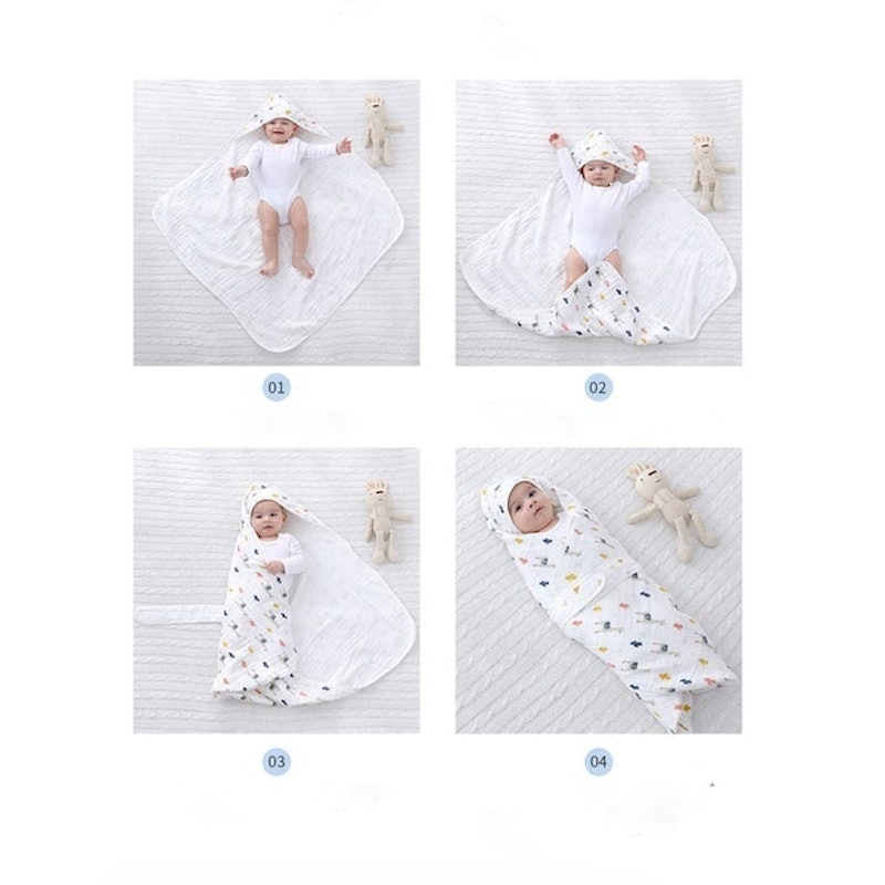 Khăn Ủ Xô 4 Lớp Có Mũ 2