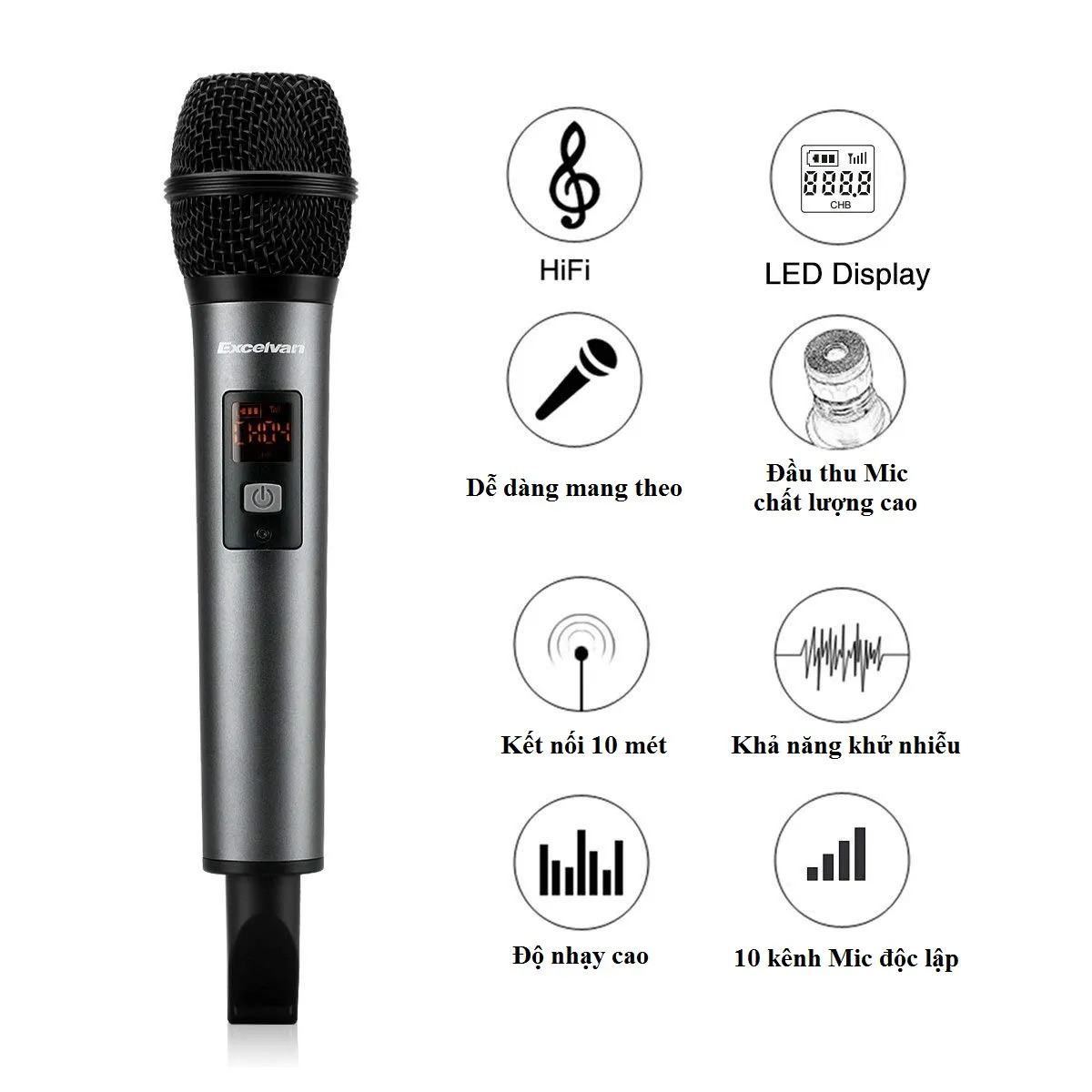 Micro Không Dây Excelvan  2