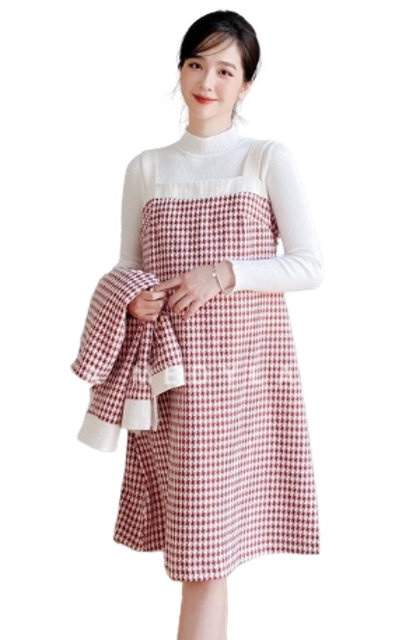 Đầm Bầu Yếm Công Sở Dạ Tweed Thu Đông 3