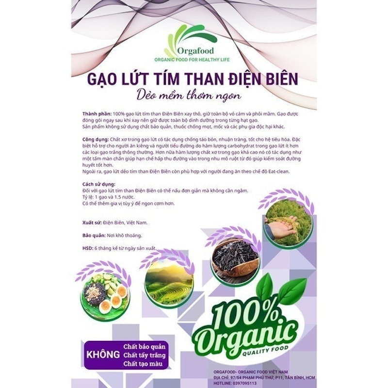 Gạo Lứt Đen Dẻo Điện Biên Orgafood 1