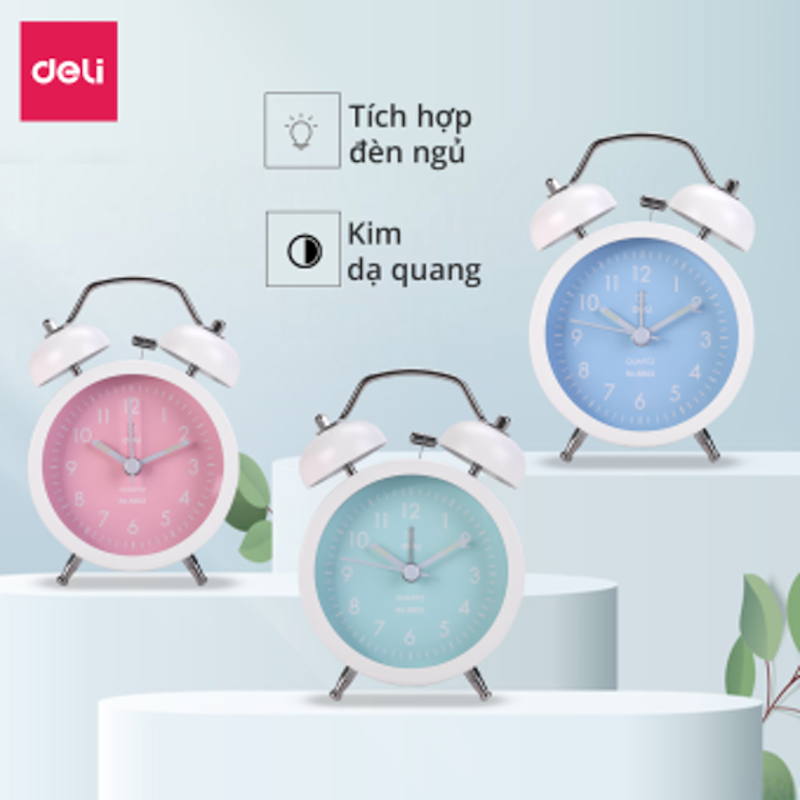 Đồng Hồ Báo Thức Kim Dạ Quang Deli 1