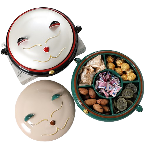 Khay Mứt Tết Mèo Thần Tài Có Đế Xoay 3
