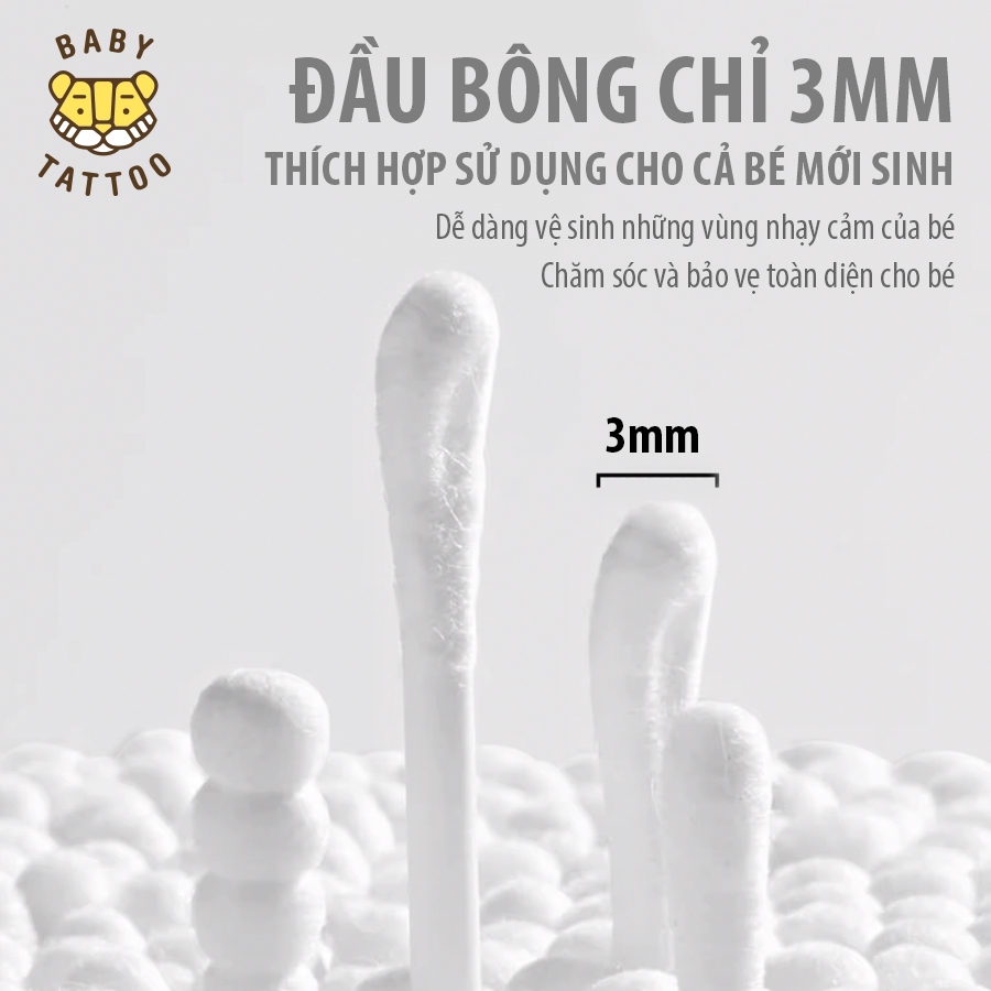 Tăm Bông Sơ Sinh Baby Tattoo 2
