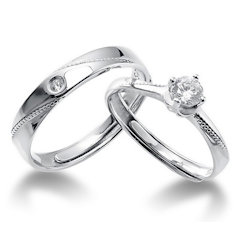 Nhẫn Bạc Đôi Nam Nữ Đính Đá Bạc Bảo Ngọc Jewelry