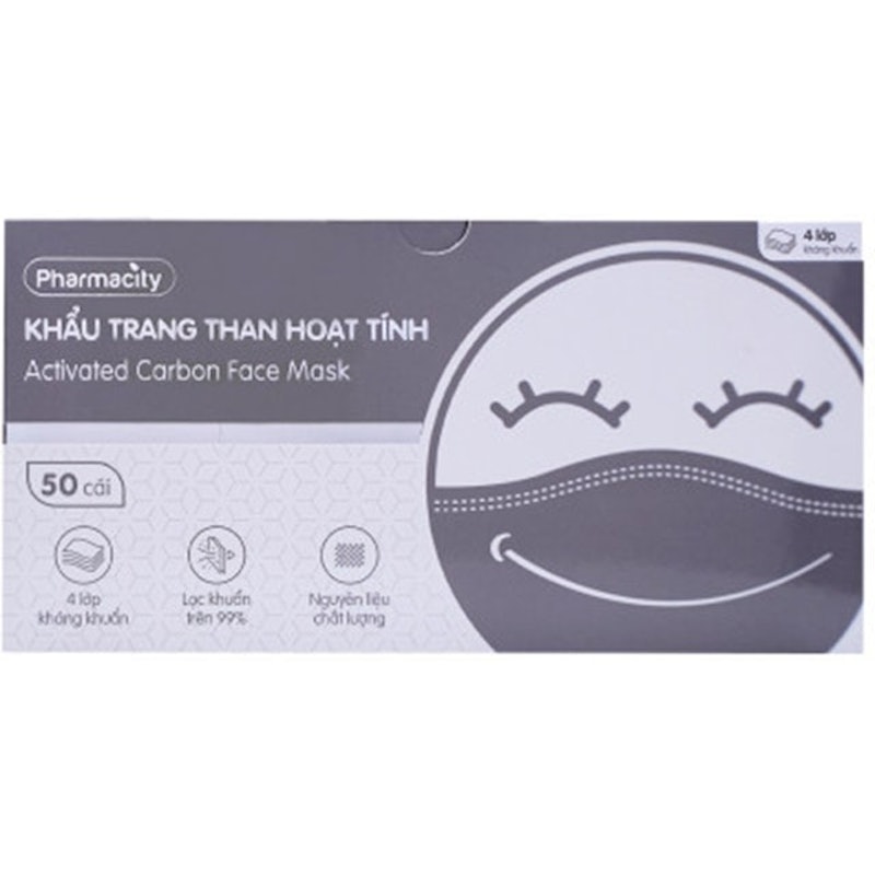 Khẩu Trang Đen Than Hoạt Tính Pharmacity 1