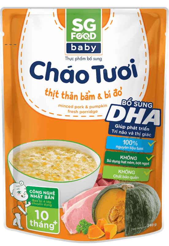 Cháo Tươi Baby Thịt Bằm Bí Đỏ SG Food 1
