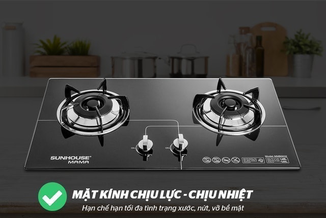 Bếp Gas Âm Kính SUNHOUSE  2