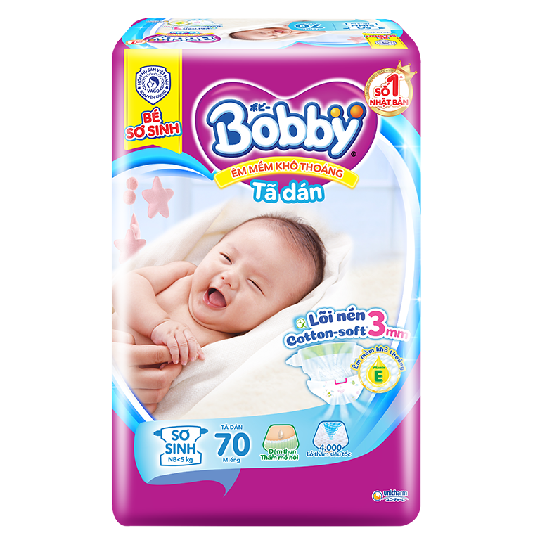 Tã Dán Sơ Sinh Bobby 1