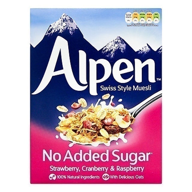 Ngũ Cốc Muesli Không Đường Dâu Tây, Nam Việt Quất, Mâm Xôi Alpen  1