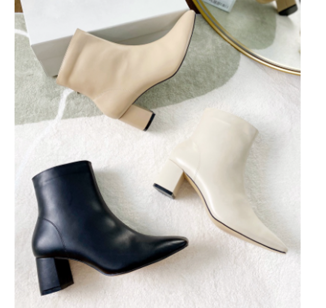 Giày Boots Nữ Cổ Thấp Gót Vuông Thời Trang 2