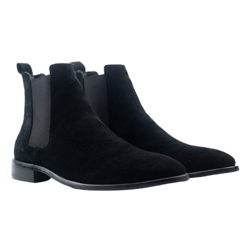 Giày Chelsea Boots Nam Da Lộn Đen August AG1L 2