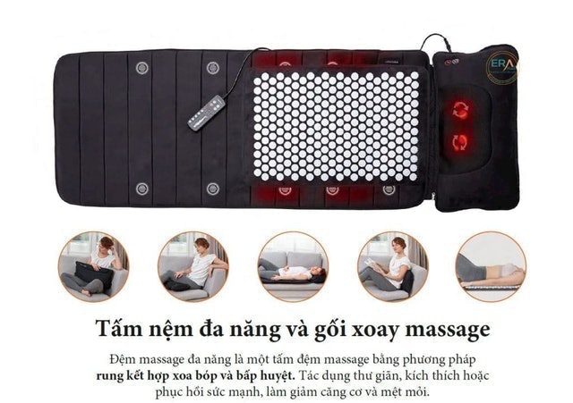 Đệm Massage Toàn Thân Có Gối Xoa Bóp Hồng Ngoại Lanaform Delight 3