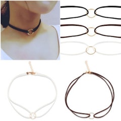 Vòng Choker Nhung Mặt Tròn