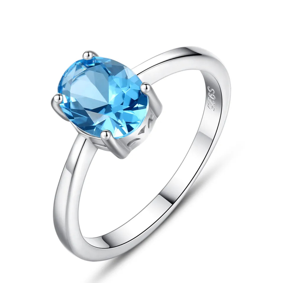 Nhẫn Bạc Nữ Đá Topaz Xanh 1