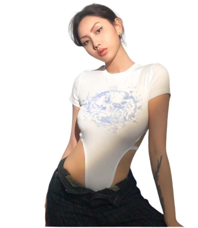 Áo Bodysuit Khoét Eo Cotton Quảng Châu 1