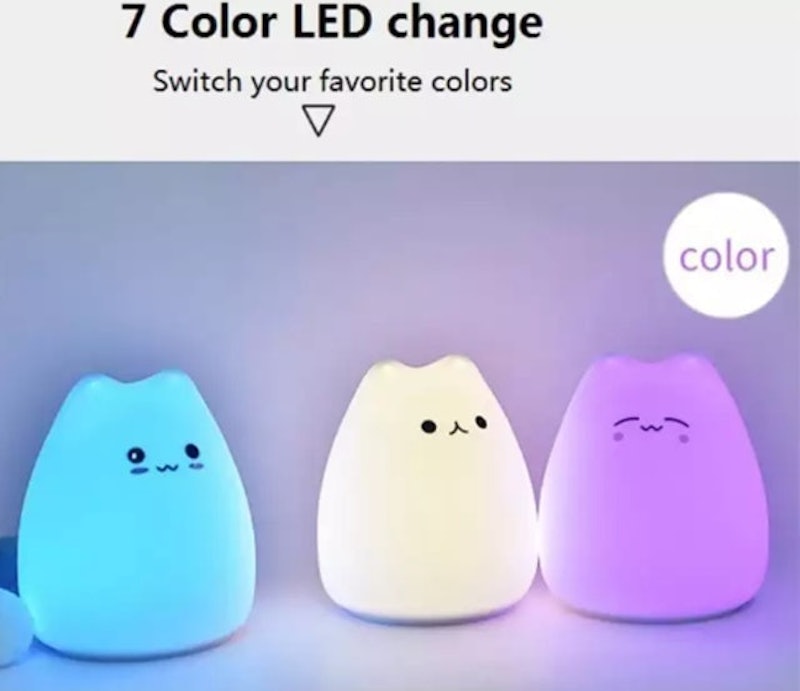 Đèn Ngủ Silicone Mèo Đổi Màu 2