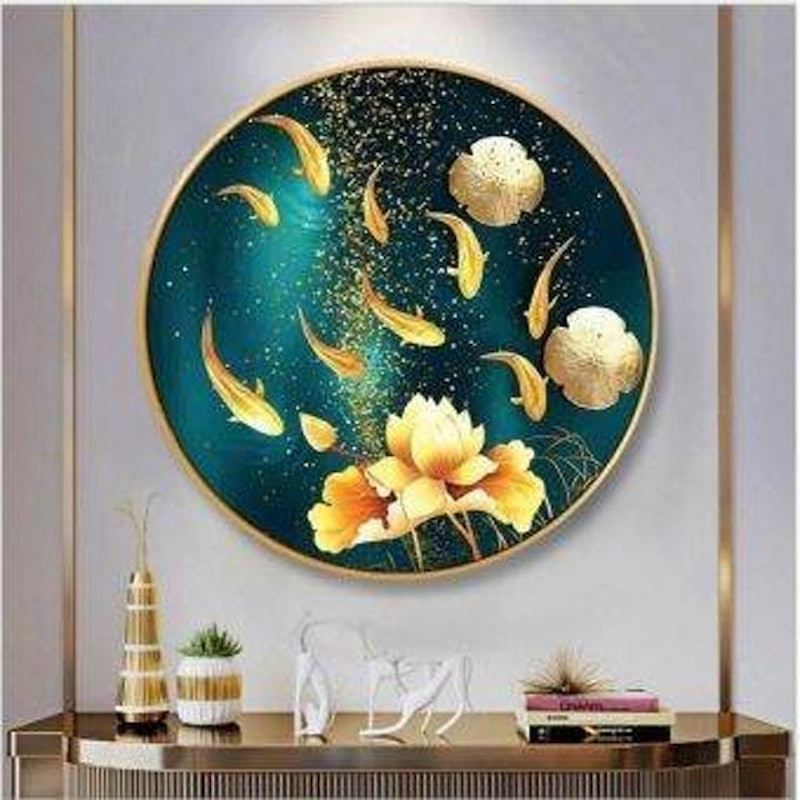 Tranh Thêu Chữ Thập Cửu Ngư Quần Hội 1