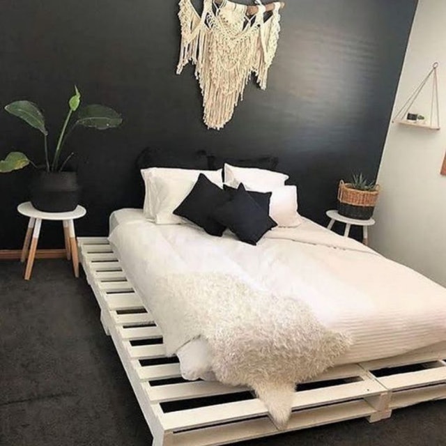 Giường Pallet Gỗ Thông Màu Trắng Gấp Gọn Cao 1