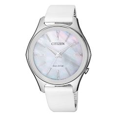 Đồng Hồ Nữ Citizen Eco-Drive Dây Da Mặt Xà Cừ