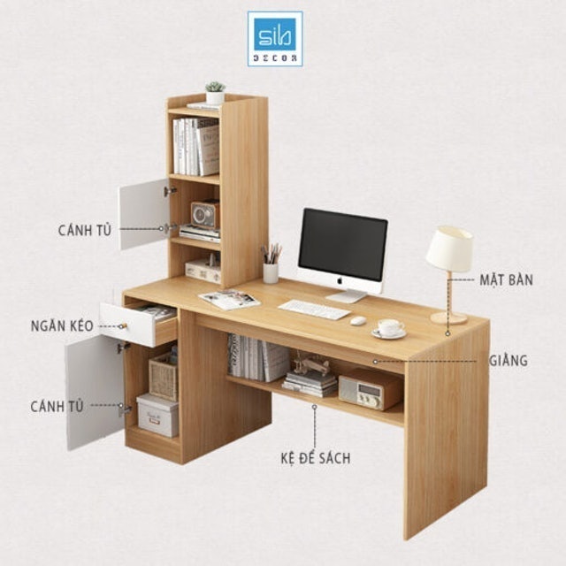 Bàn Máy Tính Kệ Sách  2