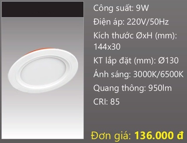 Đèn LED Âm Trần Duhal 9W 2