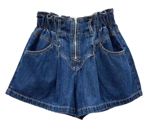 Quần Short Jean Cạp Cao Phối Bèo SIKY 008 1