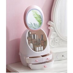 Kệ Đựng Mỹ Phẩm Gắn Gương Kèm Đèn LED