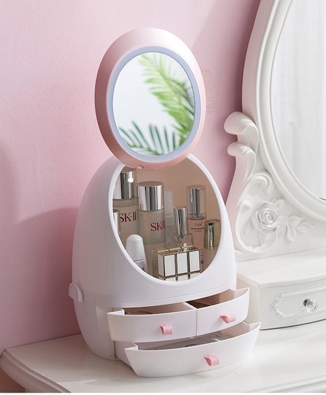 Kệ Đựng Mỹ Phẩm Gắn Gương Kèm Đèn LED 1