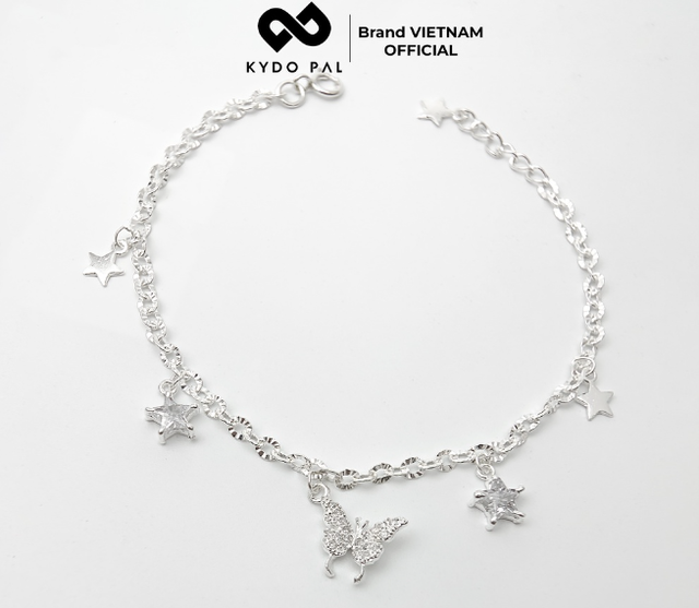 Lắc Tay Bạc Nữ KYDOPAL Đính Đá Hình Bướm 1