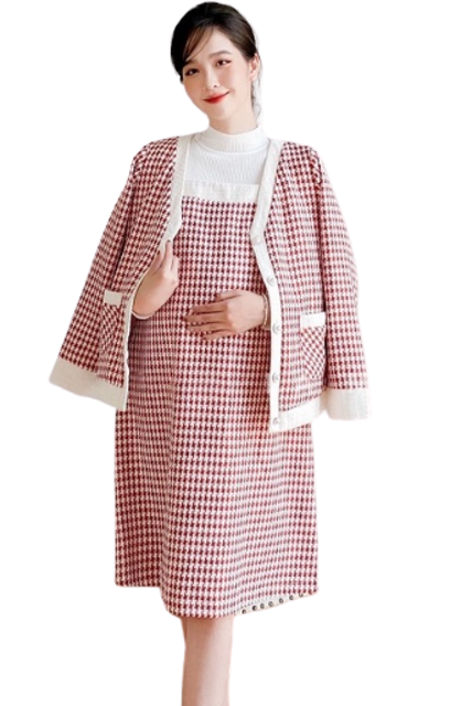 Đầm Bầu Yếm Công Sở Dạ Tweed Thu Đông 1