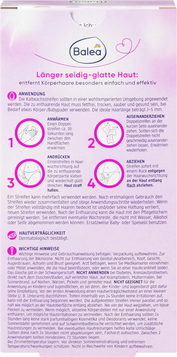 Miếng Dán Tẩy Lông Bikini Balea Kaltwachsstreifen Bikinizone 3