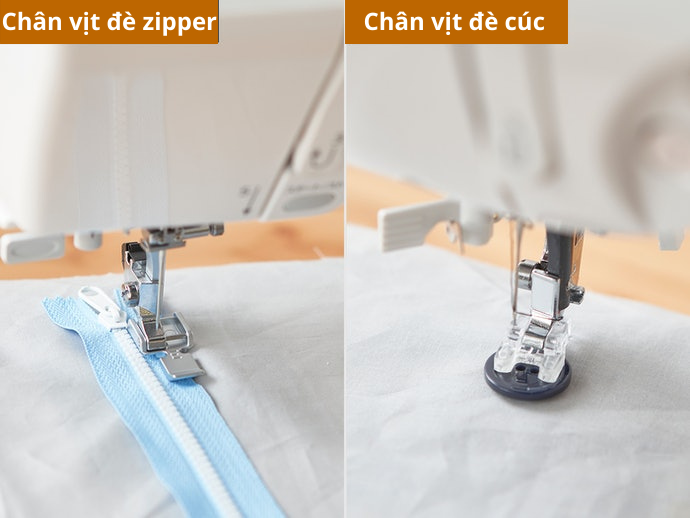 Tính Năng May Zipper Và Đính Cúc Áo
